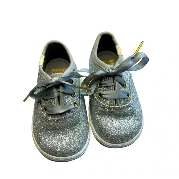 KEDS KATE SPADE GLITTER SNEAKERS SLIVER SNEAKERS SIZE 4 TODDLER LIKE NEW - Picture 5 of 12